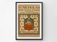 Load image into Gallery viewer, 1897 St. Nicholas Magazine Cover POSTER! (up to 24" x 36") - Santa Claus - Decoration - Chimney - Rudyard Kipling - New York - London