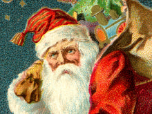 Load image into Gallery viewer, 1907 Santa and Reindeer Poster - Christmas Art Print