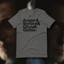 Load image into Gallery viewer, Typeface T-Shirt with names from The Prestige - Film - Movie - Hugh Jackman - Christian Bale - Michael Caine - Magic