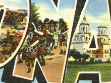 Load image into Gallery viewer, Vintage Arizona Large Letter Postcard Poster: Travel Art Print Desert Cactus