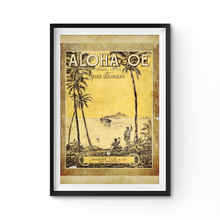 Load image into Gallery viewer, Aloha Oe Hula Music POSTER! (up to 24" x 36") - Hawaii - Vintage - Goodbye - Island - Tropical - Antique - Palm Trees