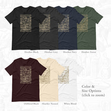 Load image into Gallery viewer, Vintage Asia Map Illustration T-Shirt – Antique Animals, Old World Travel, Curiosity Cabinet Art Tee