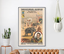 Load image into Gallery viewer, 1880 Vintage Circus Poster – Barnum Greatest Show on Earth, Elephant, Acrobat, Antique Circus Wall Art Print, Retro Carnival Decor