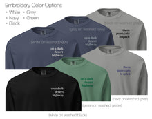 Load image into Gallery viewer, Custom Lyrics Long-Sleeve Shirt - Embroidered - Music - Unisex - Heavyweight Washed Vintage Style