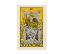 Load image into Gallery viewer, Vintage Emperor Tarot Print, 1918 De Laurence Illustration, Yellow Occult Wall Art
