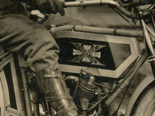 Load image into Gallery viewer, 1912 Excelsior Motorcycle Poster – Antique Motorbike Sepia Photo, Rider Wall Art, Retro Biker Decor, Vintage Historic Transportation Print