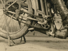 Load image into Gallery viewer, 1912 Excelsior Motorcycle Poster – Antique Motorbike Sepia Photo, Rider Wall Art, Retro Biker Decor, Vintage Historic Transportation Print