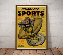 Load image into Gallery viewer, 1946 Vintage Football Poster - up to 24x36 - Antique - Leather Helmet - Action - Stadium - Bar