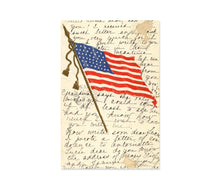 Load image into Gallery viewer, Vintage American Flag Postcard Poster, Antique Patriotic Wall Art, Handwritten Letter Print