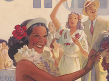 Load image into Gallery viewer, 1938 Hawaii Air Travel POSTER! (up to 24 x 36) - Vintage - Tropical - Hawaiian Leis - Flight - Seaplane