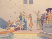 Load image into Gallery viewer, 1938 Hawaii Air Travel POSTER! (up to 24 x 36) - Vintage - Tropical - Hawaiian Leis - Flight - Seaplane