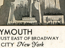 Load image into Gallery viewer, 1929 Hotel Plymouth Poster - 1918 Vintage Broadway New York City