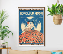 Load image into Gallery viewer, Honolulu Moon Vintage Hawaiian Poster – Retro Tropical Wall Art Decor