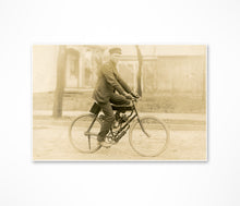 Load image into Gallery viewer, 1906 Motorcycle Photo Poster - Vintage Antique Bicycle Art Ghost