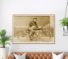 Load image into Gallery viewer, Vintage Motorcycle Wall Art – Antique Motorbike Sepia Print – Historic Biker Photo Poster – Rustic Decor – Retro Motorcycle Gifts