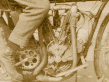 Load image into Gallery viewer, Vintage Motorcycle Photo Print – Sepia Tone Metal Wall Art