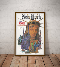 Load image into Gallery viewer, New York Travel Poster – Vintage Style Illustration Print – Antique History Wall Art – Mid-Century
