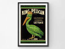 Load image into Gallery viewer, 1920 King Pelican Lettuce POSTER! (up to 24" x 36") - Kitchen - Decor - Fruit - Label - Farm House - USA