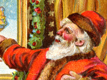 Load image into Gallery viewer, 1909 Santa Claus Paintings Poster – Retro Christmas Greetings Wall Art | Antique Holiday Print Décor