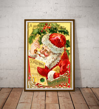 Load image into Gallery viewer, Santa Happy Hours Victorian Christmas Postcard Poster | Art Print