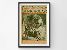 Load image into Gallery viewer, 1901 St. Nicholas Magazine Cover POSTER! (up to 24" x 36") - Santa Claus - Decoration - Reindeer - New York - London