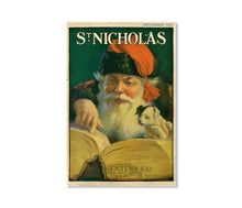 Load image into Gallery viewer, 1921 St Nicholas Magazine Poster Print: Book, Vintage Santa Claus Art, List, Painting