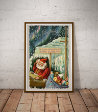 Load image into Gallery viewer, 1909 Christmas Postcard POSTER! (up to 24" x 36") - Santa Claus - North Pole - Decoration - Radio