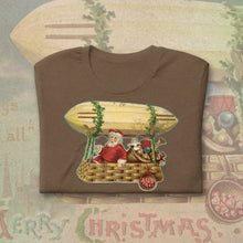 Load image into Gallery viewer, Vintage Santa Airship T-Shirt – Whimsical Retro Christmas Blimp Illustration Shirt – Holidays