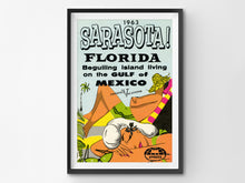 Load image into Gallery viewer, 1963 Sarasota Travel Brochure POSTER! (up to 24" x 36") - Vintage - Beach - Florida - Vacation - Tropical