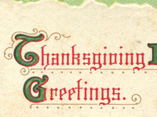 Load image into Gallery viewer, Thanksgiving Poster Vintage Style - Early 1900's Postcard - Turkey Pumpkin Apple Pilgrim