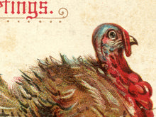Load image into Gallery viewer, Thanksgiving Poster Vintage Style - Early 1900's Postcard - Turkey Pumpkin Apple Pilgrim
