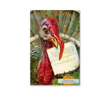 Load image into Gallery viewer, Vintage 1909 Thanksgiving Turkey Poster – “Digesting the Calendar” – 1909 Holiday Harvest Postcard Art Print