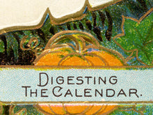 Load image into Gallery viewer, Vintage 1909 Thanksgiving Turkey Poster – “Digesting the Calendar” – 1909 Holiday Harvest Postcard Art Print