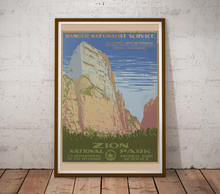 Load image into Gallery viewer, 1930's Zion National Park Poster (up to 24" x 36") - Department of Interior - Vintage Style - Utah