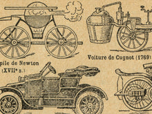 Load image into Gallery viewer, Vintage Automobile History T-Shirt | Antique French Car Illustration Graphic Tee | Early Motor Vehicle Art Shirt
