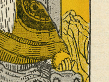 Load image into Gallery viewer, Vintage Emperor Tarot Print, 1918 De Laurence Illustration, Yellow Occult Wall Art