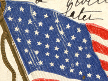 Load image into Gallery viewer, Vintage American Flag Postcard Poster, Antique Patriotic Wall Art, Handwritten Letter Print