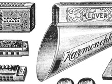 Load image into Gallery viewer, Antique Harmonica Poster, 1904 Catalog Music Print, Vintage Music Wall Art