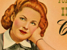 Load image into Gallery viewer, Vintage 1942 Cookbook Poster • Fun Retro Kitchen Wall Art • Mid Century Food Illustration Print • Woman