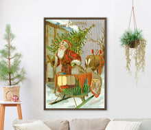 Load image into Gallery viewer, Vintage Santa Claus Sleigh Ride Poster – Nostalgic Christmas Wall Art Print (Multiple Sizes)