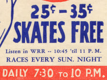 Load image into Gallery viewer, Vintage Roller-Skating POSTER! (up to 24" x 36") - c. 1940 - Fair Park - Skates - Couple - Rink - Flyer - Sticker