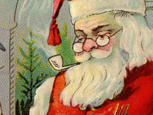 Load image into Gallery viewer, 1911 Antique Christmas Postcard Print – Vintage Santa Claus Toymaker Poster, Victorian Style Holiday Wall Art