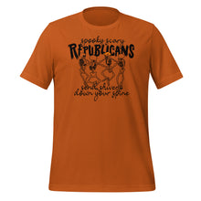 Load image into Gallery viewer, Spooky Scary Republicans T-Shirt - 2024 Election - Novelty Parody Skeletons Shirt Colors