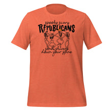 Load image into Gallery viewer, Spooky Scary Republicans T-Shirt - 2024 Election - Novelty Parody Skeletons Shirt Colors