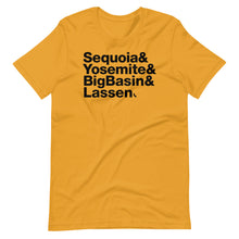 Load image into Gallery viewer, California National Parks Typeface Shirt - Travel - Outdoors - Hiking - Gifts - Nature - Camping