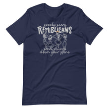 Load image into Gallery viewer, Spooky Scary Republicans T-Shirt - 2024 Election - Novelty Parody Skeletons Shirt