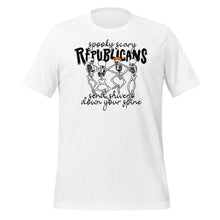 Load image into Gallery viewer, Spooky Scary Republicans T-Shirt - 2024 Election - Novelty Parody Skeletons Shirt Colors