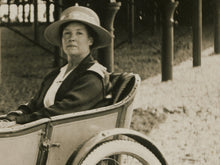 Load image into Gallery viewer, Vintage Sidecar Motorcycle Photo Print – Antique Women Biker Wall Art – Retro Feminist Decor – Sepia Vintage Motorcycle Poster – Early 1900s