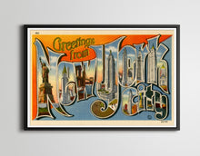 Load image into Gallery viewer, Vintage NEW YORK CITY "Large Letter" Postcard Poster! (up to 24 x 36) - Antique - Big Apple