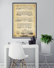 Load image into Gallery viewer, Vintage DISNEYLAND Train Cars Blueprint POSTER! (up to 24x36) - 1955 - Disney - Main Street USA